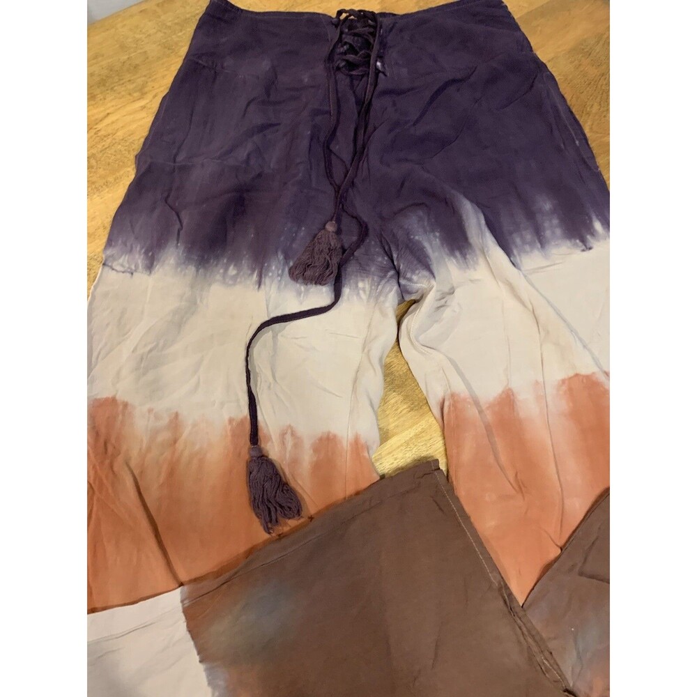 Easel Challis Tie Dye Small Pants Ombré~tie Closure~Bohemian Loose - Picture 1 of 8